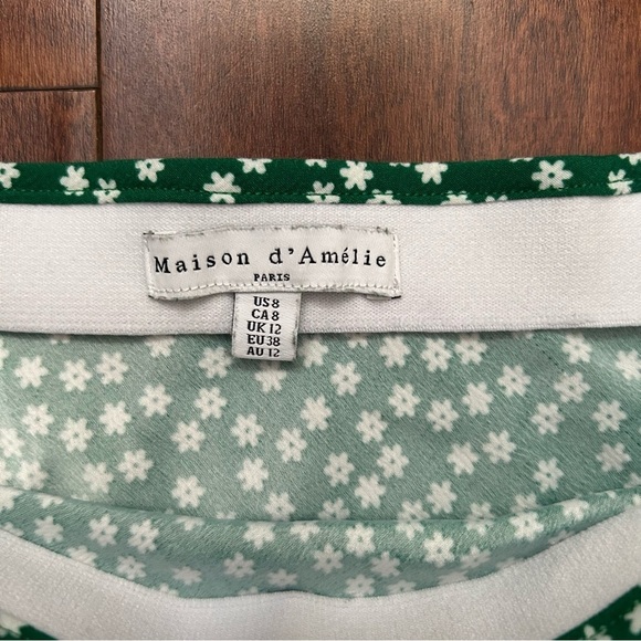 Maison D’ Amelie Springtime Green and White Ditsy Floral Skirt, Size 8 - Picture 7 of 8